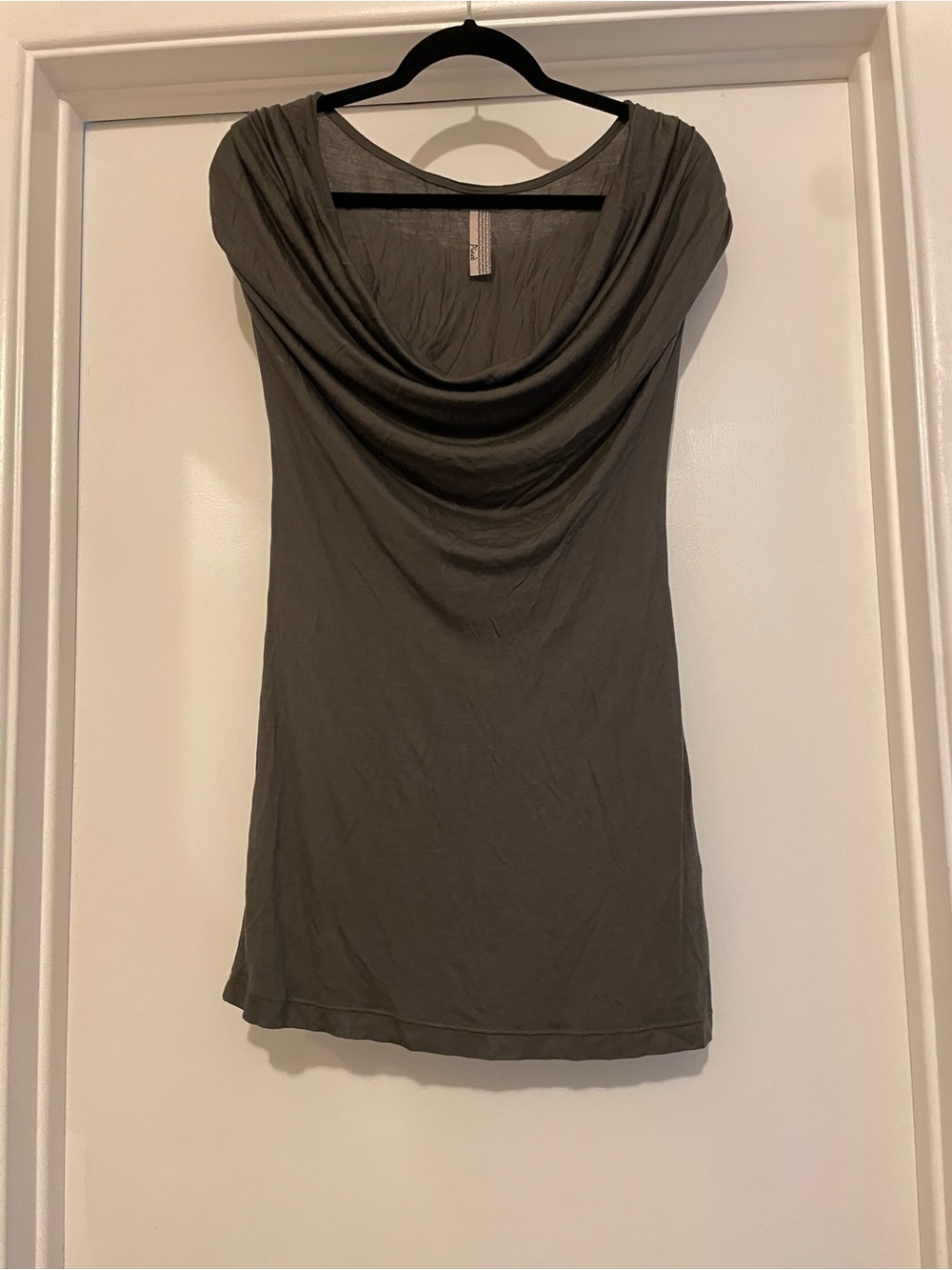 Piace Olive Gray Cowl Neck Mini Dress